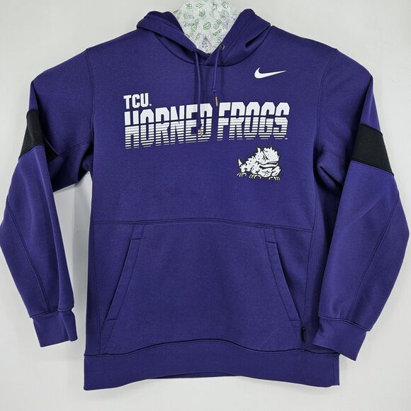 TCU Horned Frogs Hoodie Mens Large Nike Sweatshirt Purple‎ Pullover Dri Fit - Picture 1 of 9